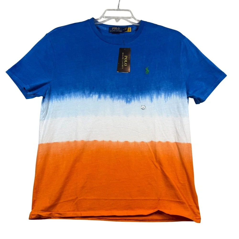 NEW‎ Polo Ralph Lauren Mens Medium Ombre Classic Fit T Shirt Blue Orange White